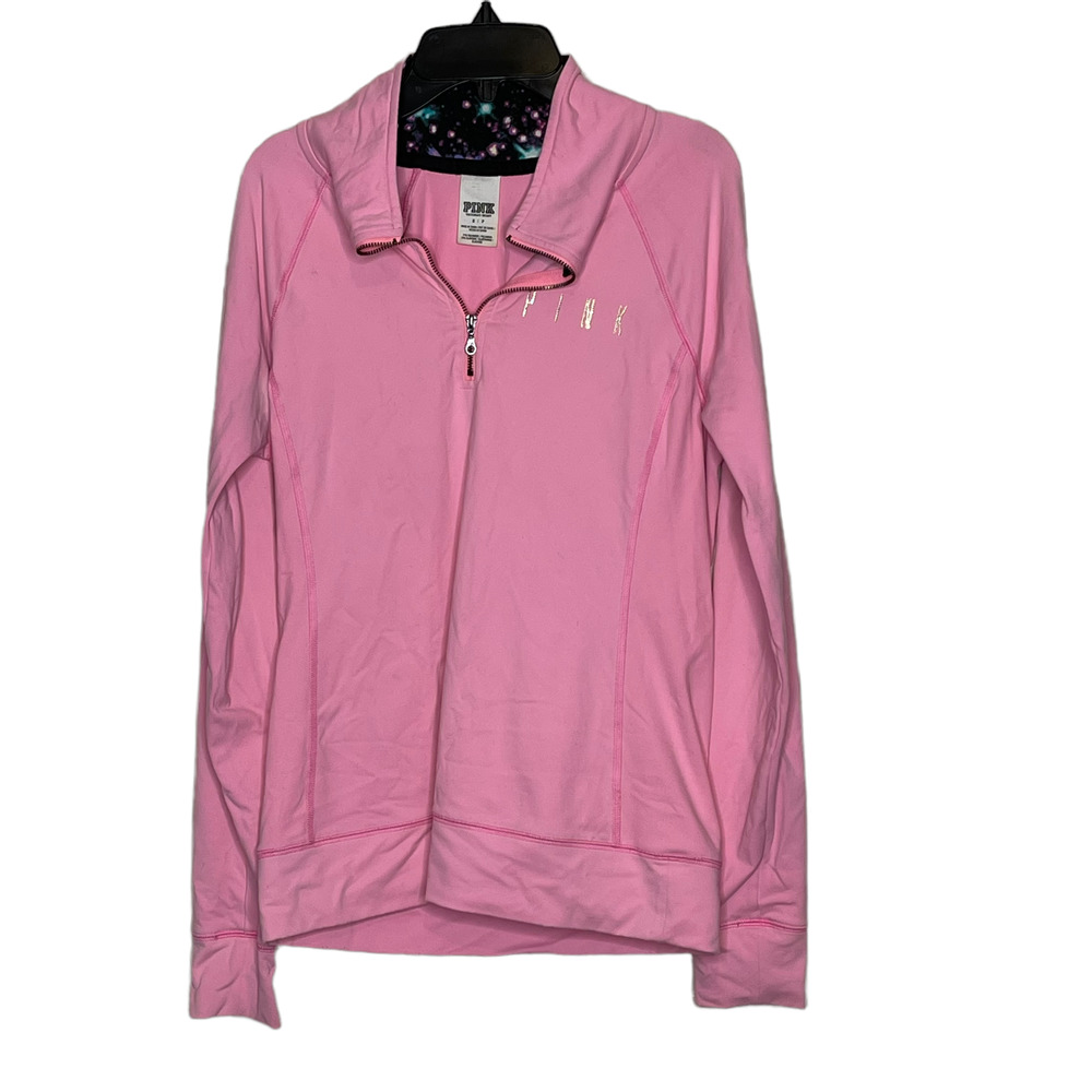 Victoria's Secret Pink Womens 1/4 Zip‎ Pullover Shirt Jacket Size Small Pink
